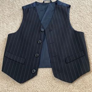 Janie and Jack Special Occasion Tuxedo Vest Dark Navy Pinstripe 100% Cotton 2T